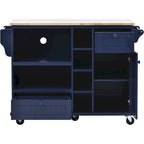 Dark Blue / White / Black Rolling Kitchen Island Cart with Storage, 2-Person Assembly