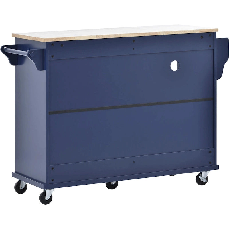 Dark Blue / White / Black Rolling Kitchen Island Cart with Storage, 2-Person Assembly