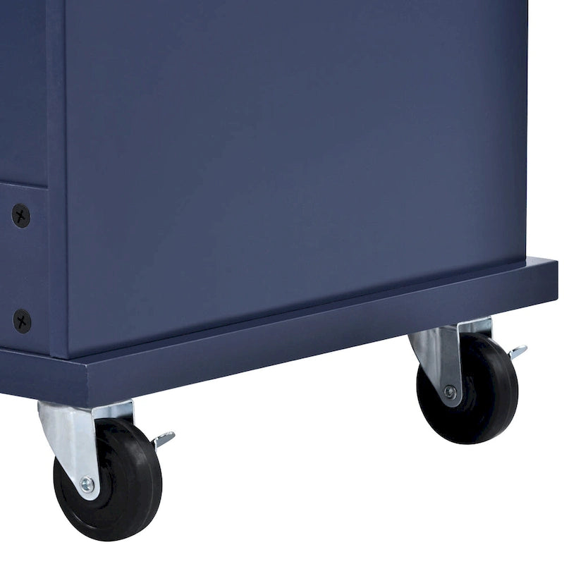 Dark Blue / White / Black Rolling Kitchen Island Cart with Storage, 2-Person Assembly