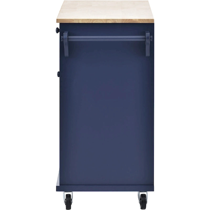Dark Blue / White / Black Rolling Kitchen Island Cart with Storage, 2-Person Assembly