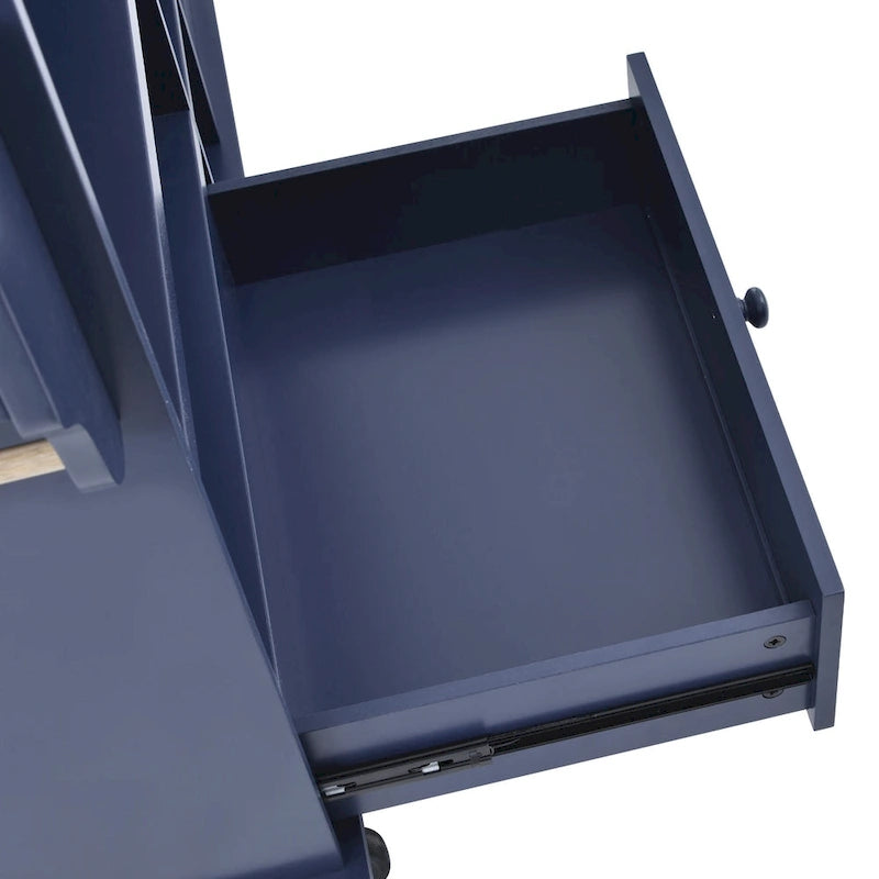 Dark Blue / White / Black Rolling Kitchen Island Cart with Storage, 2-Person Assembly