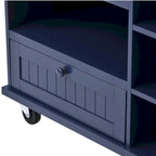 Dark Blue / White / Black Rolling Kitchen Island Cart with Storage, 2-Person Assembly