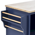 Dark Blue / White / Black Rolling Kitchen Island Cart with Storage, 2-Person Assembly