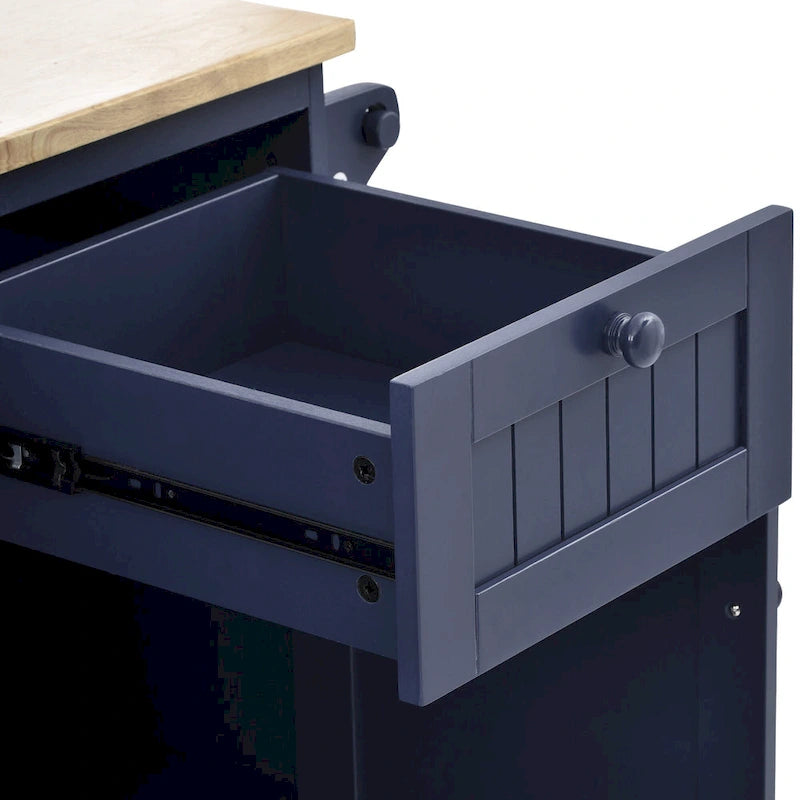 Dark Blue / White / Black Rolling Kitchen Island Cart with Storage, 2-Person Assembly