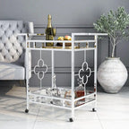 Foroka Contemporary Chrome 2-Shelf Serving Cart with Casters by Furniture of America