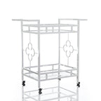 Chrome 2-Shelf Serving Cart with Casters, Contemporary Style, Seats 1