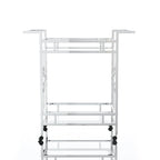 Chrome 2-Shelf Serving Cart with Casters, Contemporary Style, Seats 1