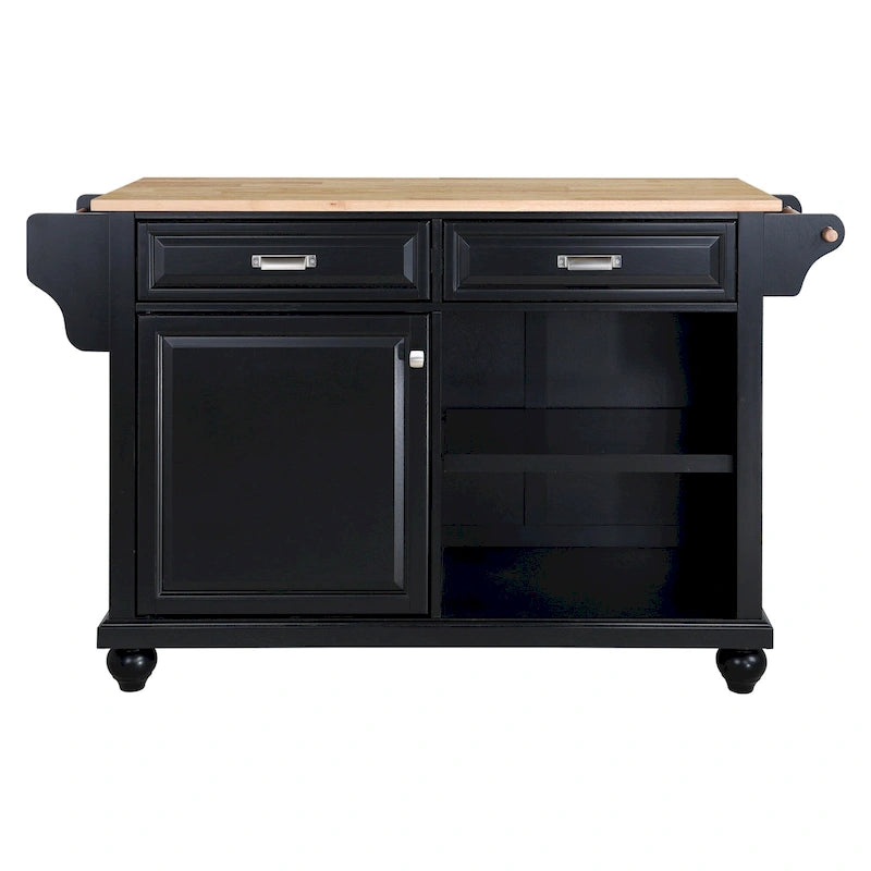 Mahogany / White / Black / Gray Rubberwood Kitchen Cart with Drop Leaf, 1-Person