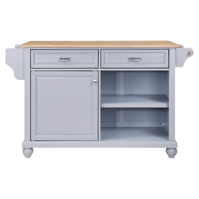 Mahogany / White / Black / Gray Rubberwood Kitchen Cart with Drop Leaf, 1-Person