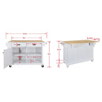 Mahogany / White / Black / Gray Rubberwood Kitchen Cart with Drop Leaf, 1-Person
