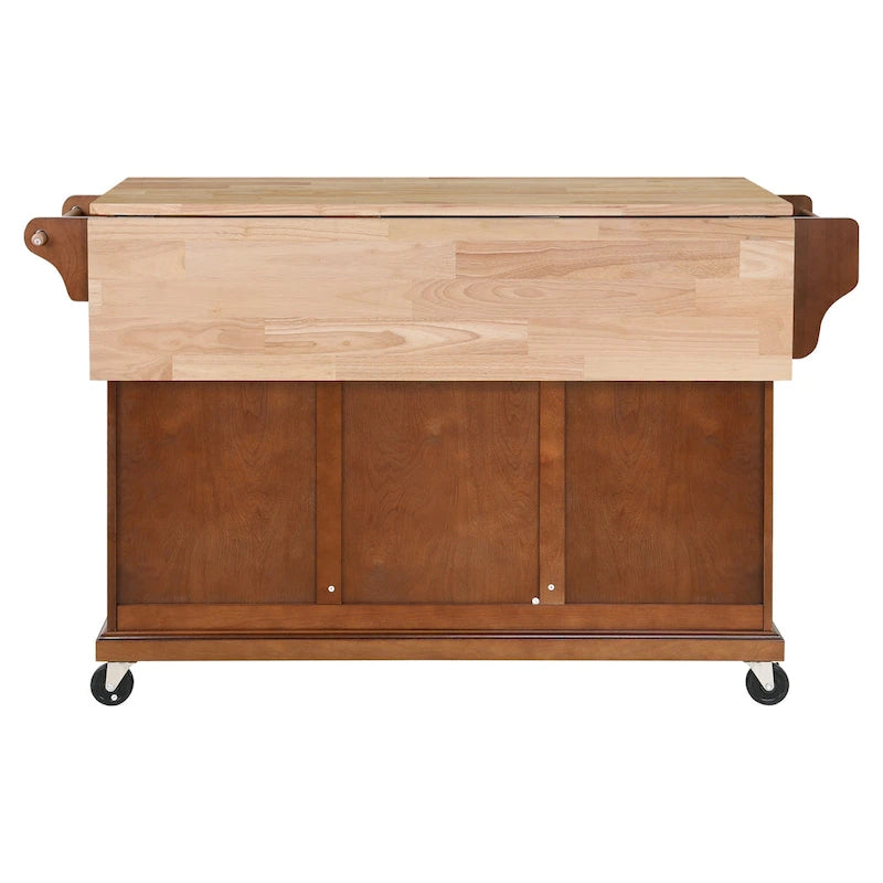 Mahogany / White / Black / Gray Rubberwood Kitchen Cart with Drop Leaf, 1-Person