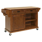 Mahogany / White / Black / Gray Rubberwood Kitchen Cart with Drop Leaf, 1-Person