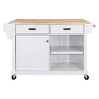 Mahogany / White / Black / Gray Rubberwood Kitchen Cart with Drop Leaf, 1-Person