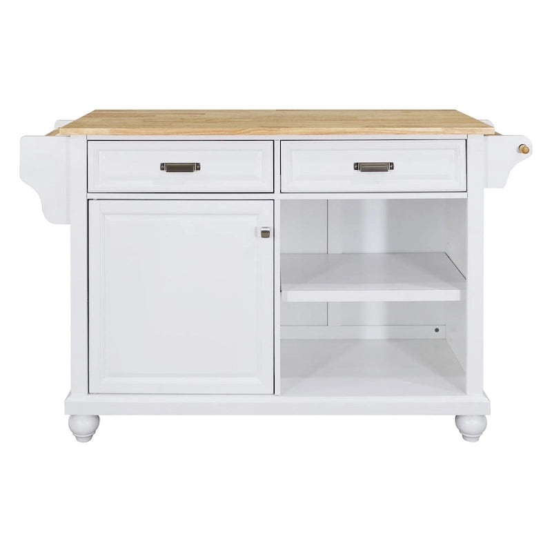 Mahogany / White / Black / Gray Rubberwood Kitchen Cart with Drop Leaf, 1-Person