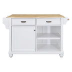 Mahogany / White / Black / Gray Rubberwood Kitchen Cart with Drop Leaf, 1-Person
