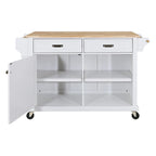 Mahogany / White / Black / Gray Rubberwood Kitchen Cart with Drop Leaf, 1-Person