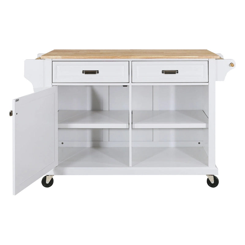 Mahogany / White / Black / Gray Rubberwood Kitchen Cart with Drop Leaf, 1-Person