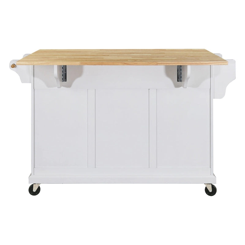 Mahogany / White / Black / Gray Rubberwood Kitchen Cart with Drop Leaf, 1-Person