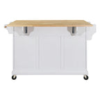 Mahogany / White / Black / Gray Rubberwood Kitchen Cart with Drop Leaf, 1-Person
