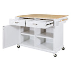 Mahogany / White / Black / Gray Rubberwood Kitchen Cart with Drop Leaf, 1-Person