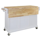 Mahogany / White / Black / Gray Rubberwood Kitchen Cart with Drop Leaf, 1-Person