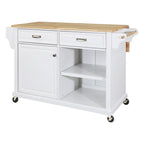 Mahogany / White / Black / Gray Rubberwood Kitchen Cart with Drop Leaf, 1-Person