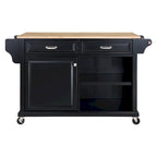 Mahogany / White / Black / Gray Rubberwood Kitchen Cart with Drop Leaf, 1-Person
