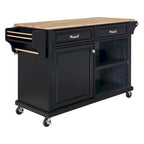 Mahogany / White / Black / Gray Rubberwood Kitchen Cart with Drop Leaf, 1-Person