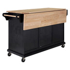 Mahogany / White / Black / Gray Rubberwood Kitchen Cart with Drop Leaf, 1-Person