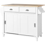 White / Black / Green Drop-Leaf Kitchen Cart with Sliding Barn Door, 1-Person Use