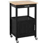 Black Rolling Kitchen Cart with Drawer & Bottom Shelf