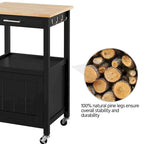 Black Rolling Kitchen Cart with Drawer & Bottom Shelf