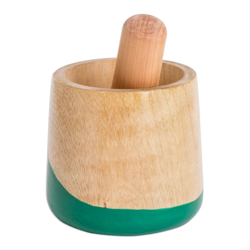 Green Wood Mortar and Pestle, Portable, Single