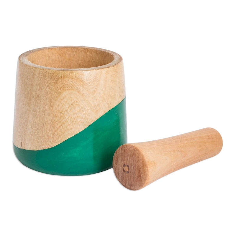 Green Wood Mortar and Pestle, Portable, Single