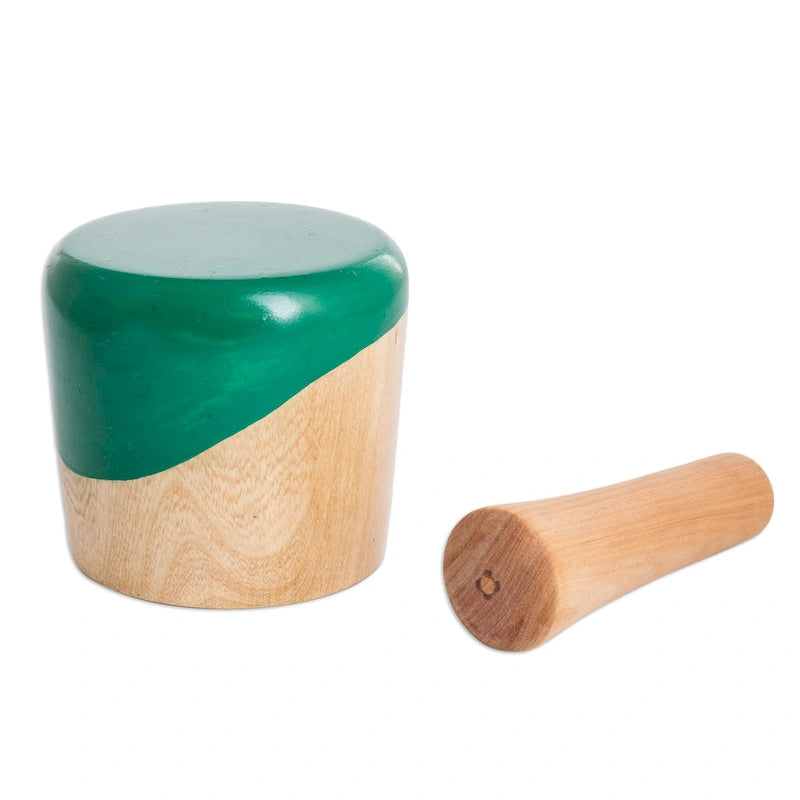 Green Wood Mortar and Pestle, Portable, Single
