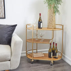 Gold 3-Shelf Rolling Serving Cart, Indoor Use