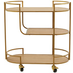 Gold 3-Shelf Rolling Serving Cart, Indoor Use