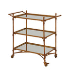 Brass 3-Tier Mirrored Serving Bar Cart with Wheels – For 1 Person