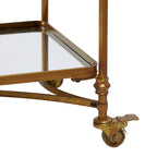 Brass 3-Tier Mirrored Serving Bar Cart with Wheels – For 1 Person
