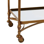 Brass 3-Tier Mirrored Serving Bar Cart with Wheels – For 1 Person