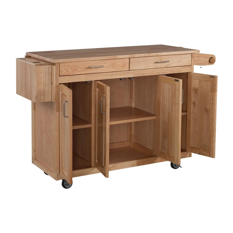 Brown Wood Kitchen Cart with Wheels – 1 Person