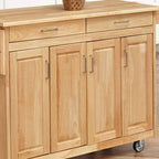 Brown Wood Kitchen Cart with Wheels – 1 Person