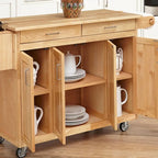 Brown Wood Kitchen Cart with Wheels – 1 Person