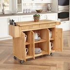 Brown Wood Kitchen Cart with Wheels – 1 Person