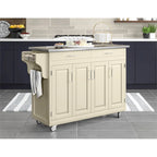 White Kitchen Cart with Stainless Steel Top, for 1