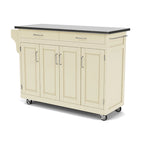 White Kitchen Cart with Stainless Steel Top, for 1