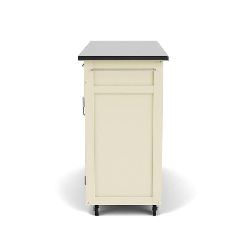 White Kitchen Cart with Stainless Steel Top, for 1