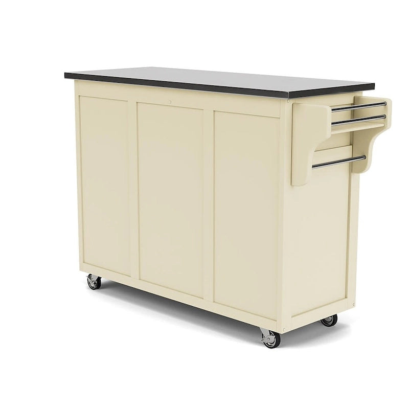 White Kitchen Cart with Stainless Steel Top, for 1