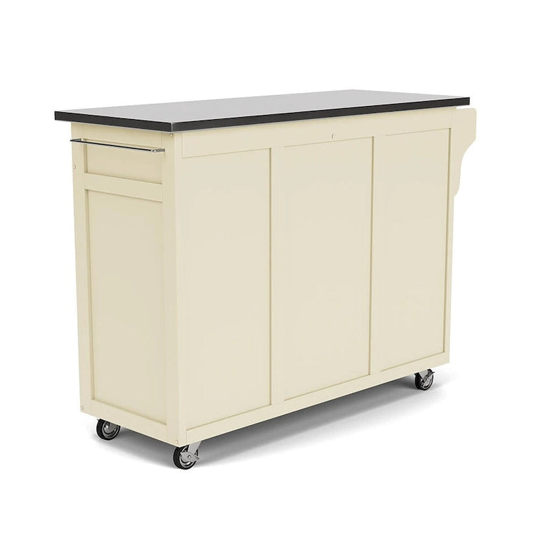 White Kitchen Cart with Stainless Steel Top, for 1