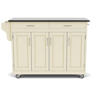 White Kitchen Cart with Stainless Steel Top, for 1